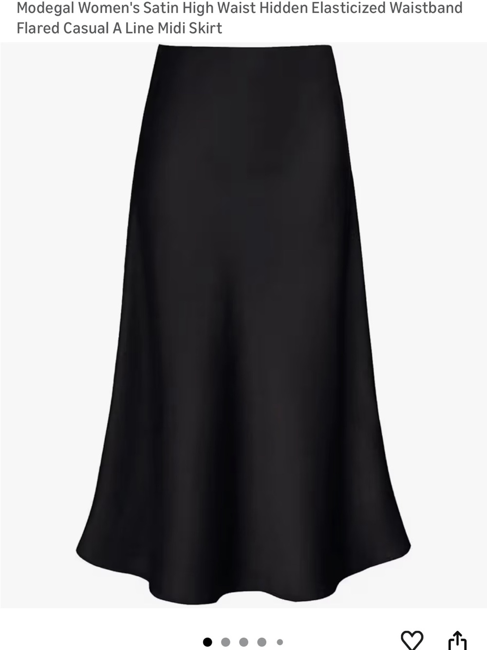 Black Satin A-Line Midi Skirt
